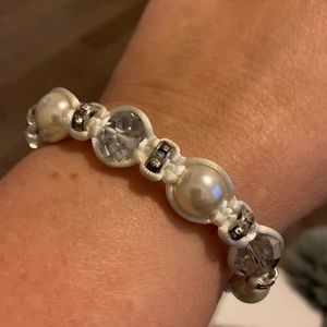 Pearl & crystal shambala bracelet